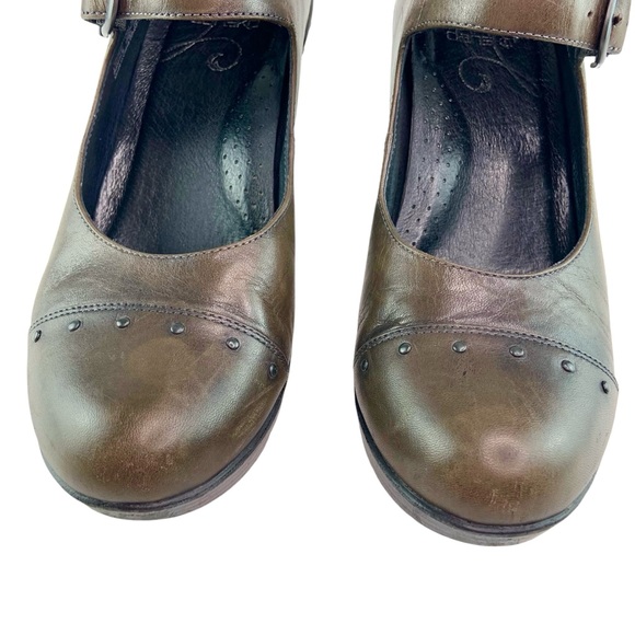 Dansko Fanny Wedge Mary Jane Wedge Heels in Brown Leather - Picture 7 of 8